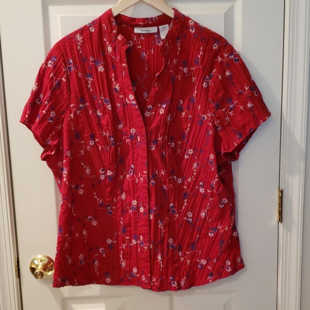Red Floral Blouse